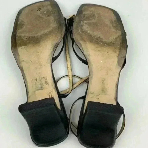 black Italian leather heels size 37 strappy party - Picture 6 of 8